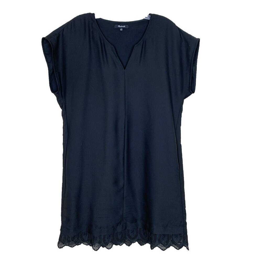 Madewell Womens M Dress Duskway Eyelet Black Short Sleeve Spring Summer Pockets